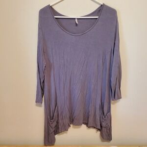 Cato Est 1946 Blouse Womens Sharkbite Tunic XL Gray Long Sleeve Pockets